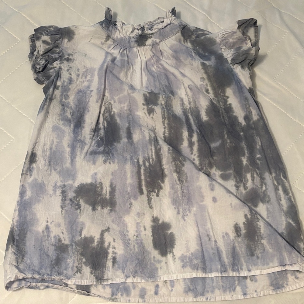 THML Blue and Gray Tie-Dye Blouse